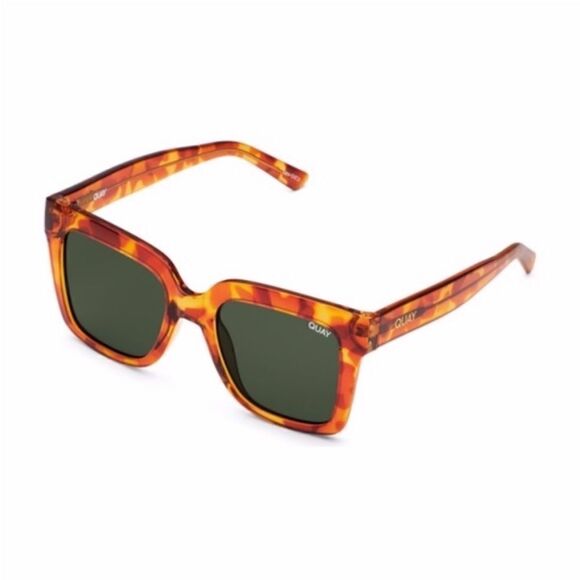 Quay Australia NWT Icy Sunglasses Orange Tortoise/Green Lens - Picture 2 of 10